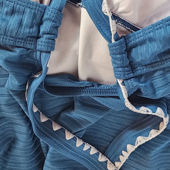 Rotita Peacock Blue Criss Cross Ties Floral Bottom Poly Span Tankini Set Size S - Picture 16 of 16